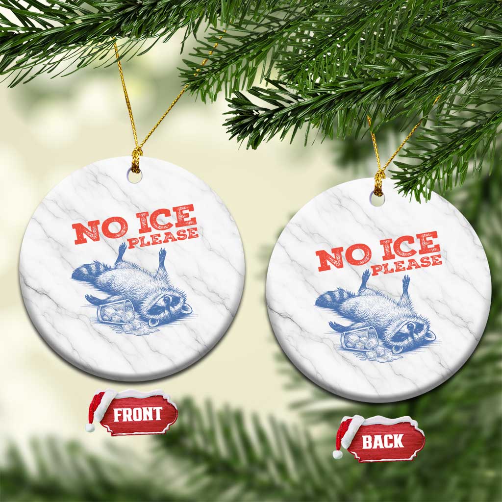 No Ice Please Ceramic Ornament Funny Raccoon Trash Panda Anti ICE Meme TS14 1pc White Marble Print Your Wear