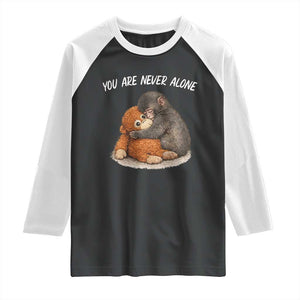 Punch Monkey Raglan Shirt You Are Never Alone Brave TS14 Black White Print Your Wear