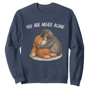 Punch Monkey Sweatshirt You Are Never Alone Brave TS14 Navy Print Your Wear