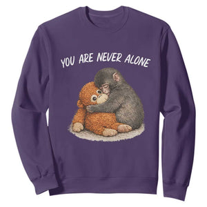Punch Monkey Sweatshirt You Are Never Alone Brave TS14 Purple Print Your Wear