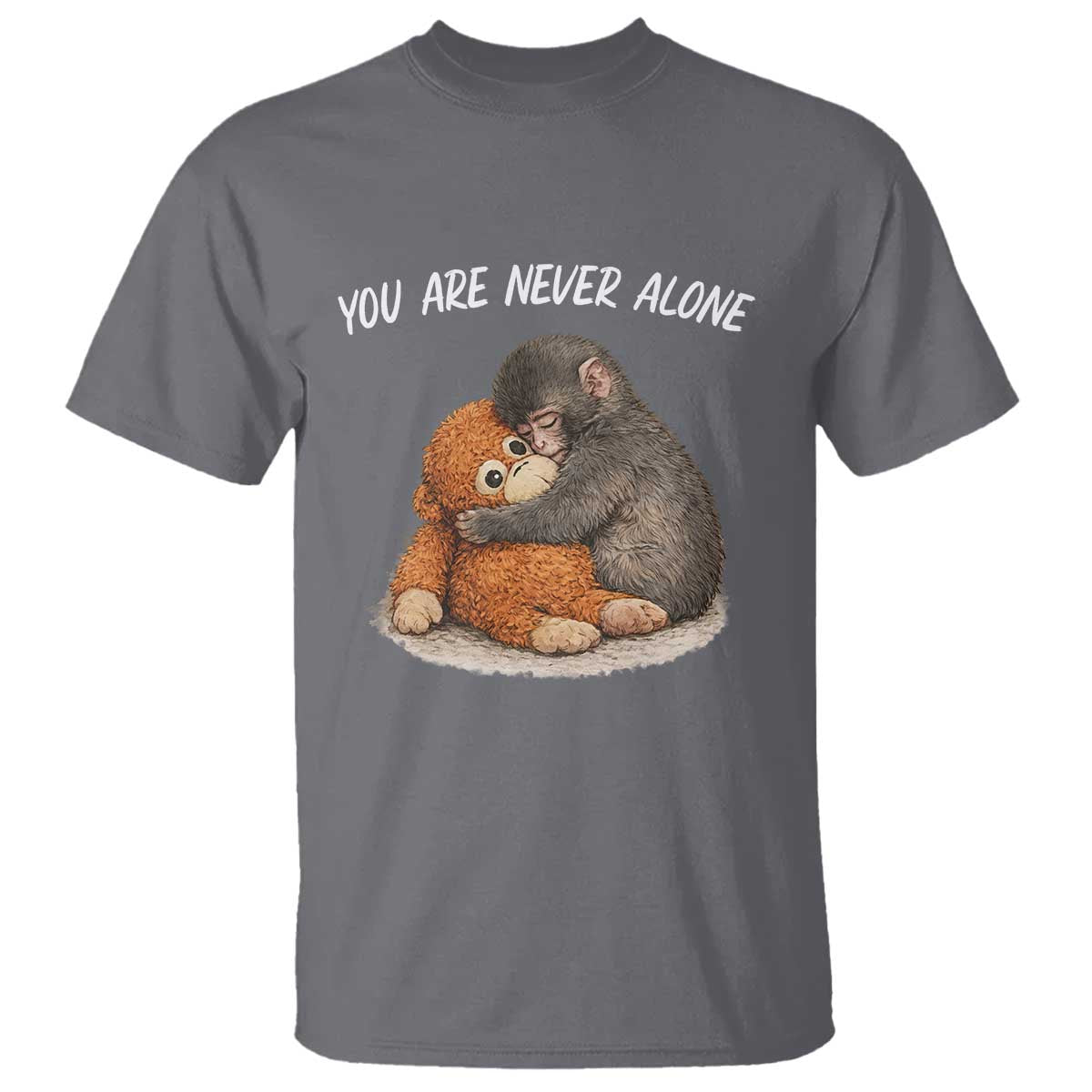 Punch Monkey T Shirt You Are Never Alone Brave TS14 Charcoal Print Your Wear
