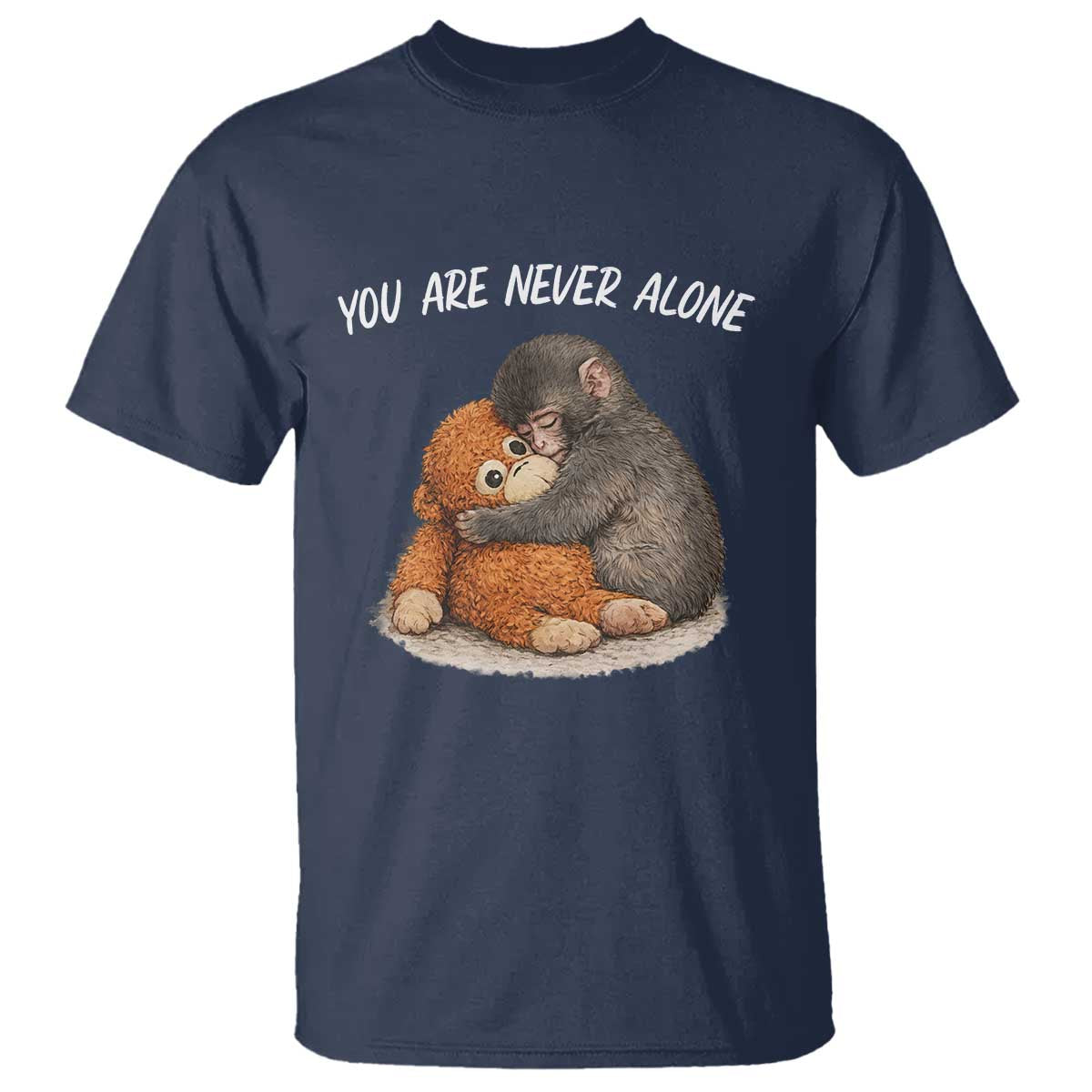 Punch Monkey T Shirt You Are Never Alone Brave TS14 Navy Print Your Wear