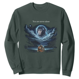 Baby Monkey Punch Sweatshirt You Are Never Alone Brave TS14 Dark Forest Green Print Your Wear