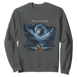 Baby Monkey Punch Sweatshirt You Are Never Alone Brave TS14 Dark Heather Print Your Wear