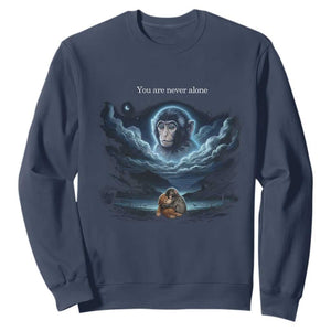 Baby Monkey Punch Sweatshirt You Are Never Alone Brave TS14 Navy Print Your Wear