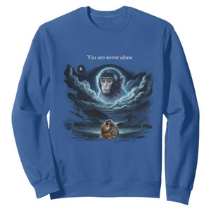 Baby Monkey Punch Sweatshirt You Are Never Alone Brave TS14 Royal Blue Print Your Wear