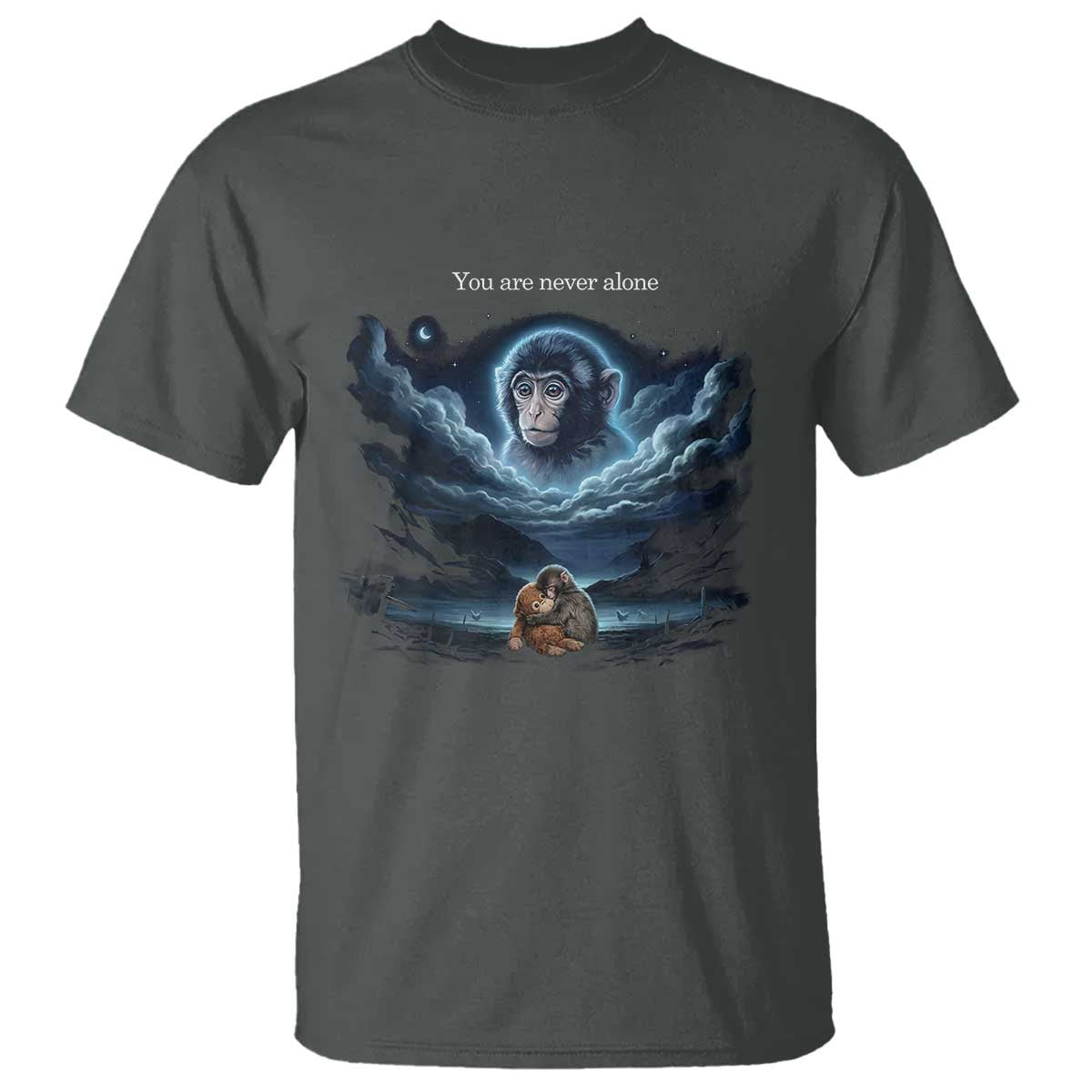 Baby Monkey Punch T Shirt You Are Never Alone Brave TS14 Dark Heather Print Your Wear
