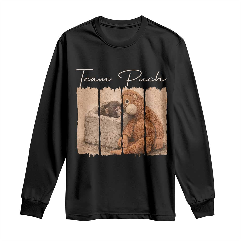 Team Punch Long Sleeve Shirt Baby Monkey And Plush Toy Viral TS14 Black Print Your Wear