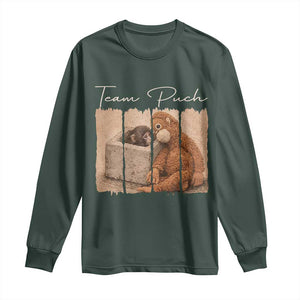 Team Punch Long Sleeve Shirt Baby Monkey And Plush Toy Viral TS14 Dark Forest Green Print Your Wear