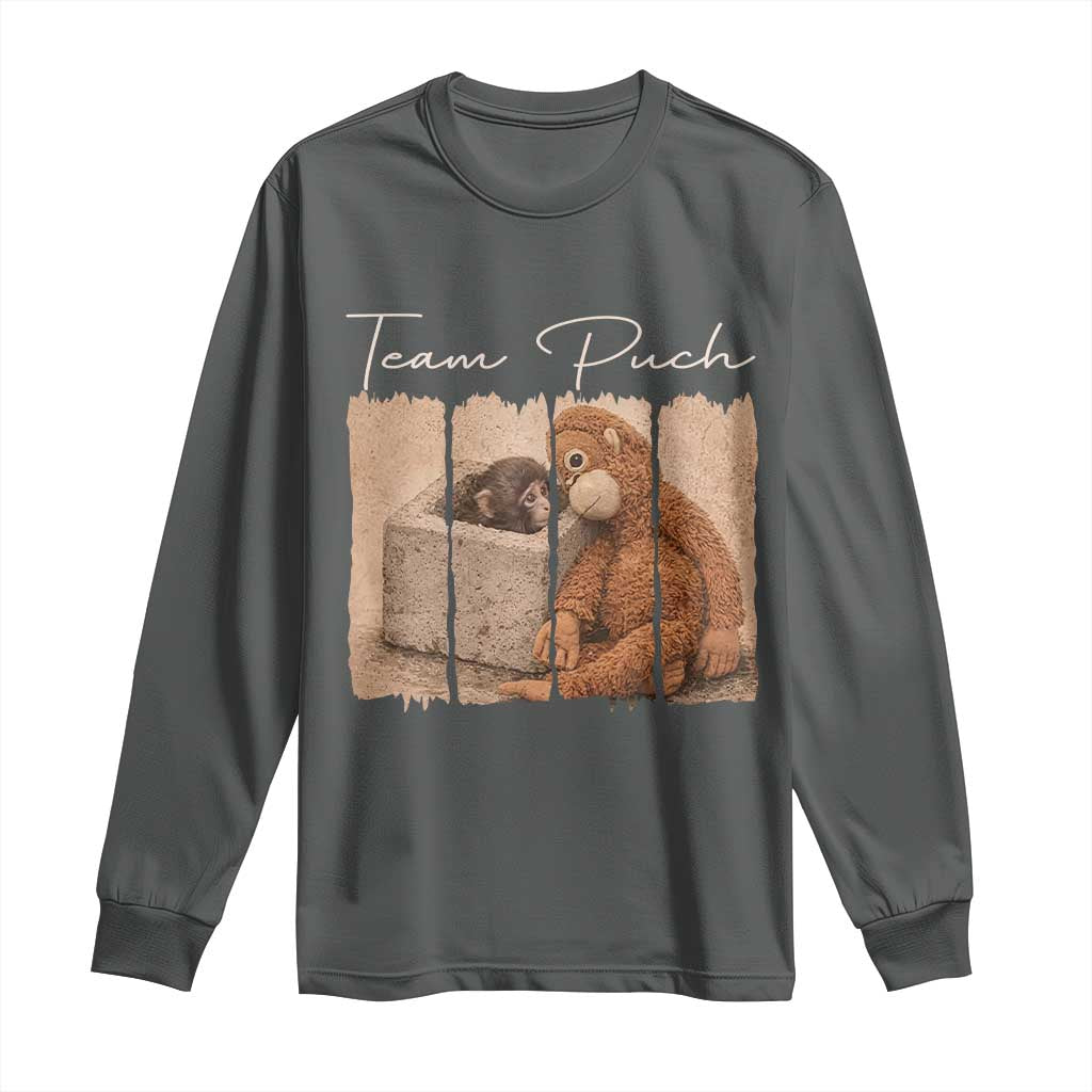 Team Punch Long Sleeve Shirt Baby Monkey And Plush Toy Viral TS14 Dark Heather Print Your Wear