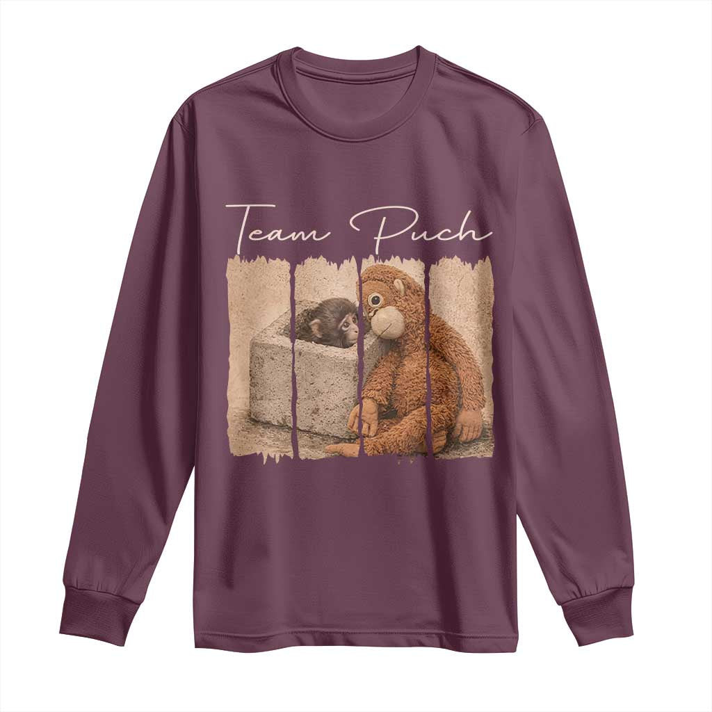 Team Punch Long Sleeve Shirt Baby Monkey And Plush Toy Viral TS14 Maroon Print Your Wear