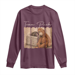 Team Punch Long Sleeve Shirt Baby Monkey And Plush Toy Viral TS14 Maroon Print Your Wear