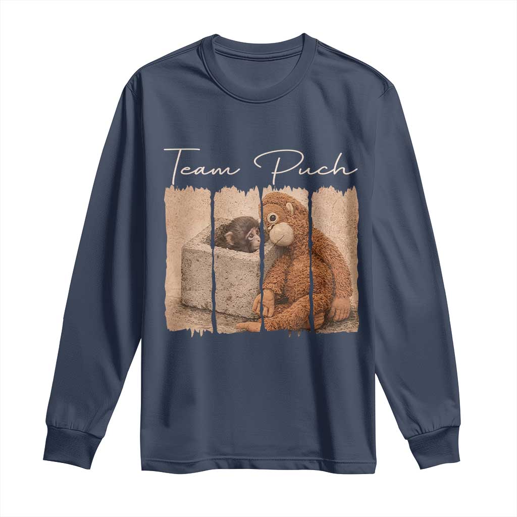 Team Punch Long Sleeve Shirt Baby Monkey And Plush Toy Viral TS14 Navy Print Your Wear