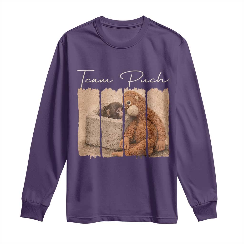 Team Punch Long Sleeve Shirt Baby Monkey And Plush Toy Viral TS14 Purple Print Your Wear