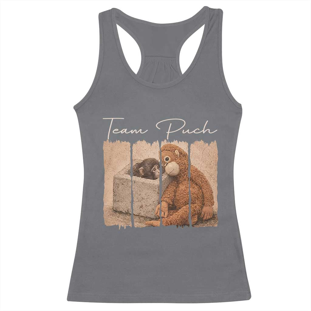 Team Punch Racerback Tank Top Baby Monkey And Plush Toy Viral TS14 Charcoal Print Your Wear