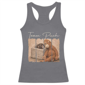 Team Punch Racerback Tank Top Baby Monkey And Plush Toy Viral TS14 Charcoal Print Your Wear