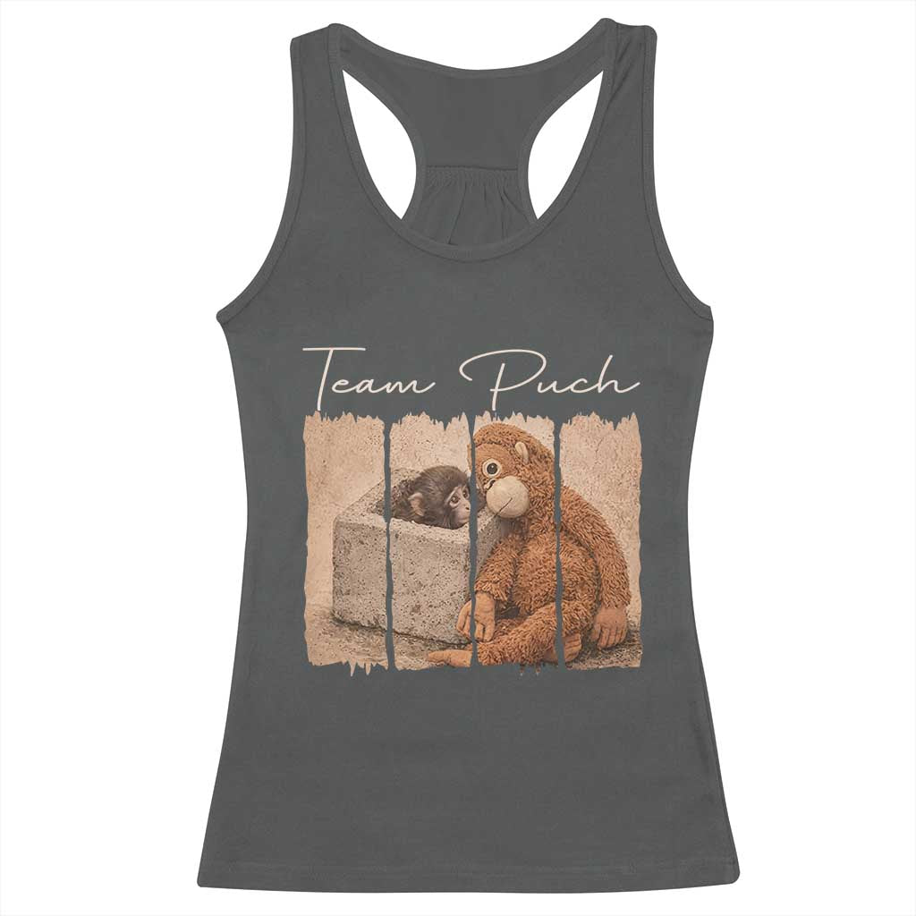 Team Punch Racerback Tank Top Baby Monkey And Plush Toy Viral TS14 Dark Heather Print Your Wear