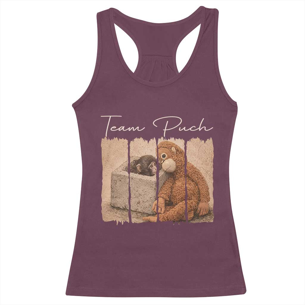 Team Punch Racerback Tank Top Baby Monkey And Plush Toy Viral TS14 Maroon Print Your Wear