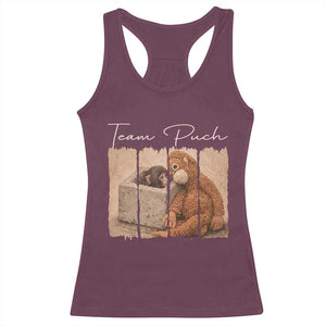 Team Punch Racerback Tank Top Baby Monkey And Plush Toy Viral TS14 Maroon Print Your Wear
