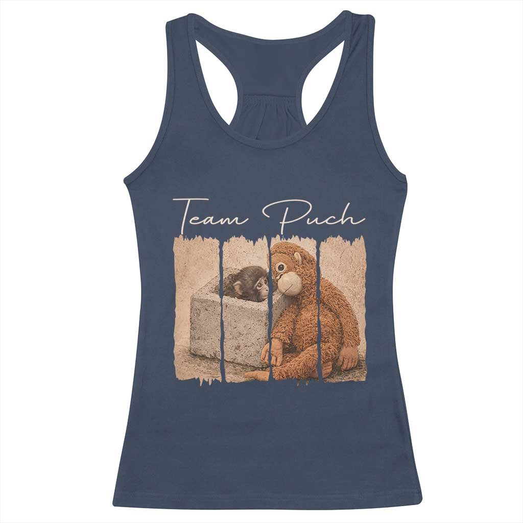 Team Punch Racerback Tank Top Baby Monkey And Plush Toy Viral TS14 Navy Print Your Wear