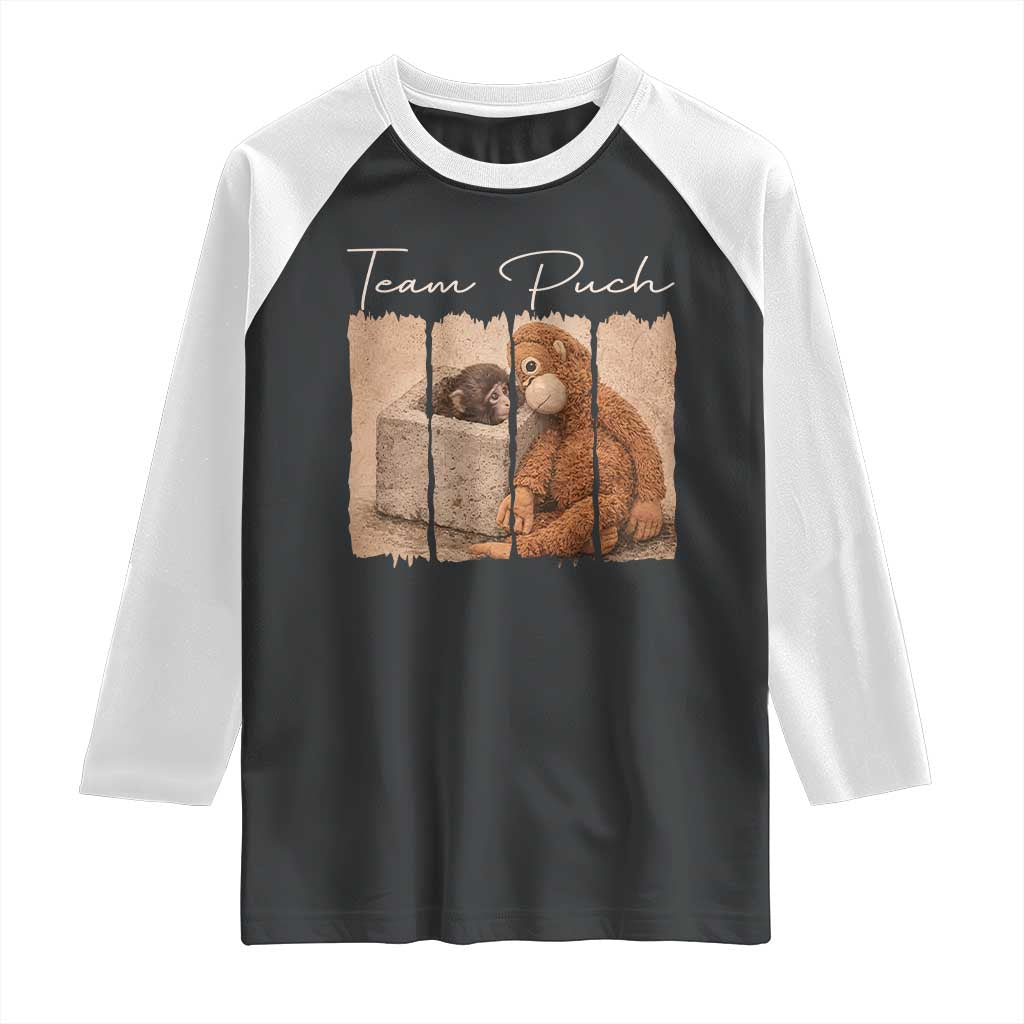 Team Punch Raglan Shirt Baby Monkey And Plush Toy Viral TS14 Black White Print Your Wear