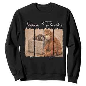 Team Punch Sweatshirt Baby Monkey And Plush Toy Viral TS14 Black Print Your Wear