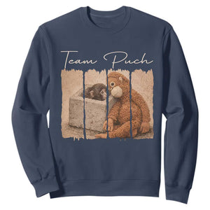 Team Punch Sweatshirt Baby Monkey And Plush Toy Viral TS14 Navy Print Your Wear