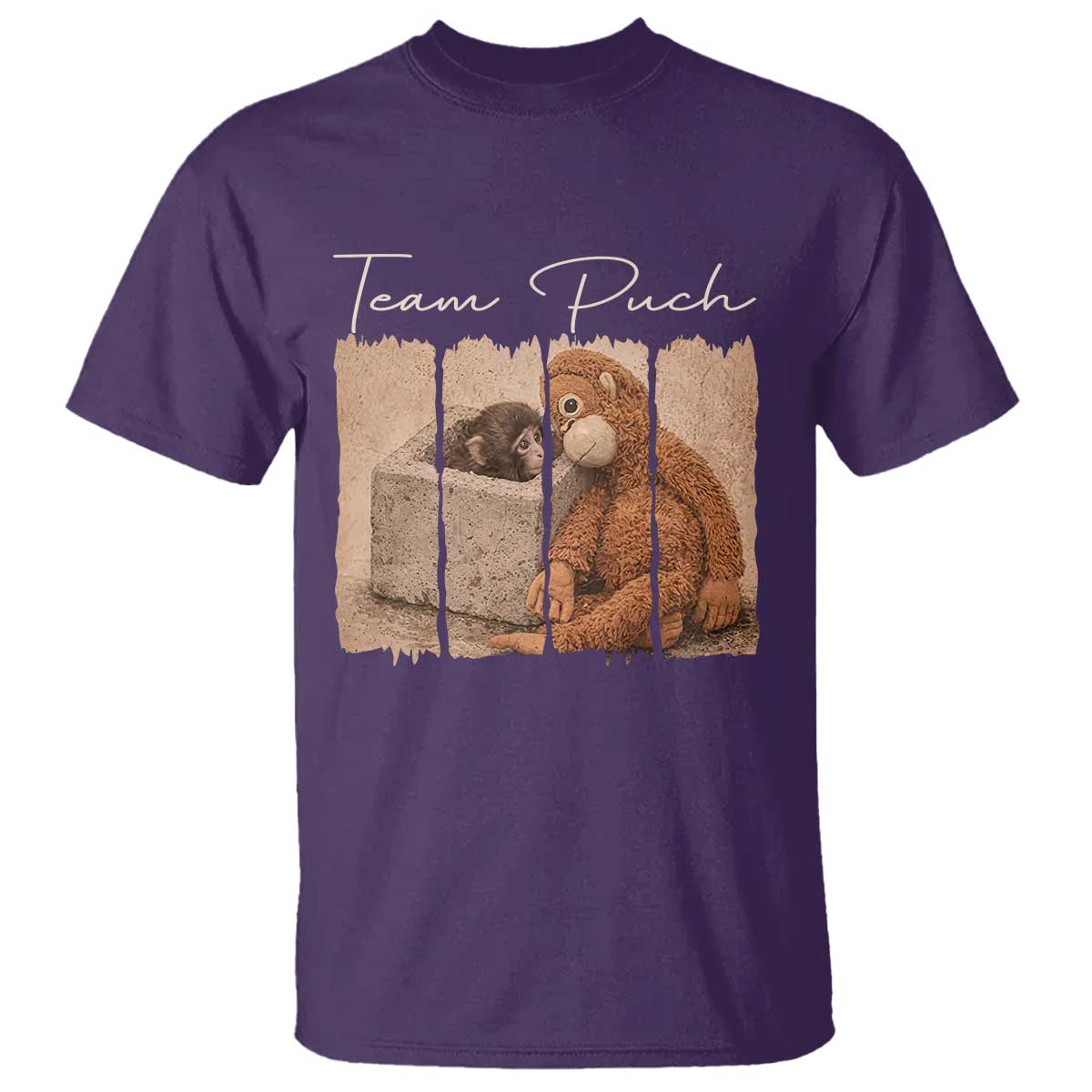 Team Punch T Shirt Baby Monkey And Plush Toy Viral TS14 Purple Print Your Wear
