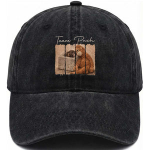 Team Punch Washed Cotton Baseball Cap Baby Monkey And Plush Toy Viral TS14 Washed Cap Universal Fit Black Print Your Wear