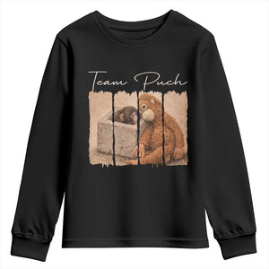 Team Punch Youth Sweatshirt Baby Monkey And Plush Toy Viral TS14 Black Print Your Wear