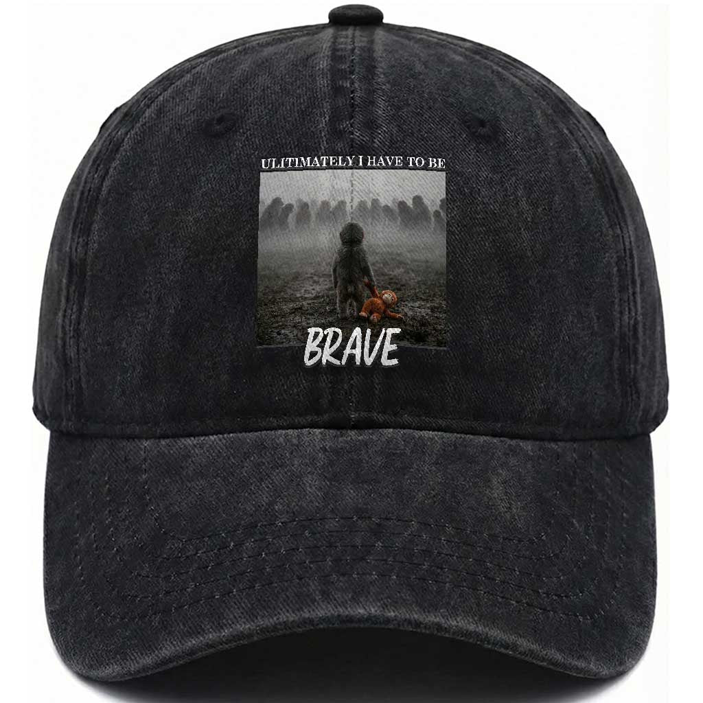 Sad Punch Monkey Washed Cotton Baseball Cap Ultimately I Have To Be Brave TS14 Washed Cap Universal Fit Black Print Your Wear