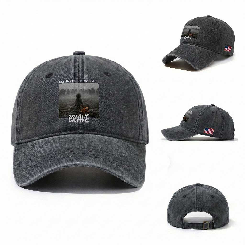 Sad Punch Monkey Washed Cotton Baseball Cap Ultimately I Have To Be Brave TS14 Washed Cap Universal Fit Dark Gray Print Your Wear