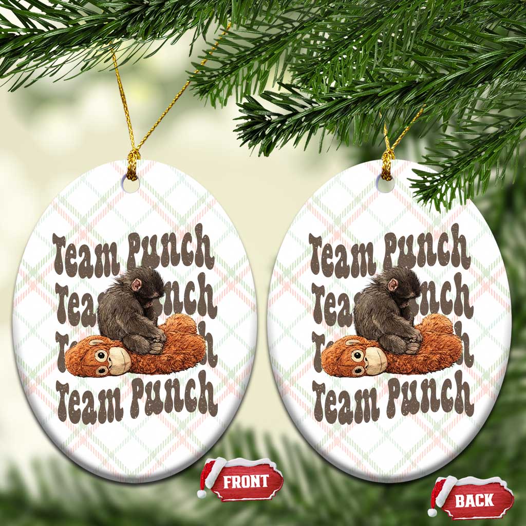 Team Punch Monkey Ceramic Ornament Baby Monkey And Plush Toy Viral TS14 Print Your Wear