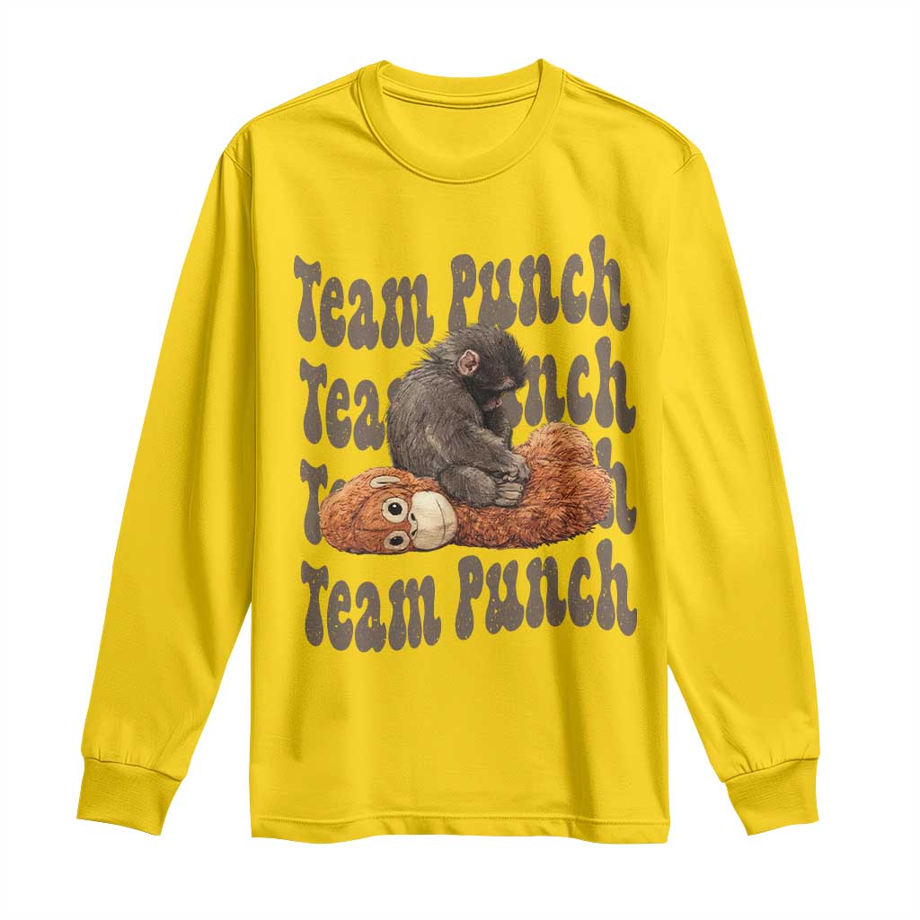 Team Punch Monkey Long Sleeve Shirt Baby Monkey And Plush Toy Viral TS14 Daisy Print Your Wear