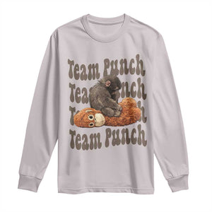 Team Punch Monkey Long Sleeve Shirt Baby Monkey And Plush Toy Viral TS14 Ice Gray Print Your Wear