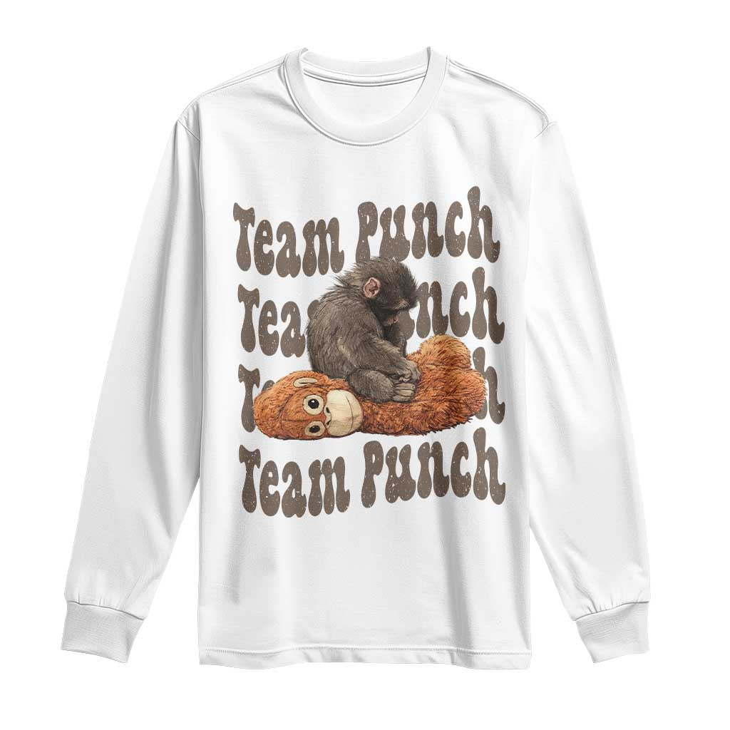 Team Punch Monkey Long Sleeve Shirt Baby Monkey And Plush Toy Viral TS14 White Print Your Wear