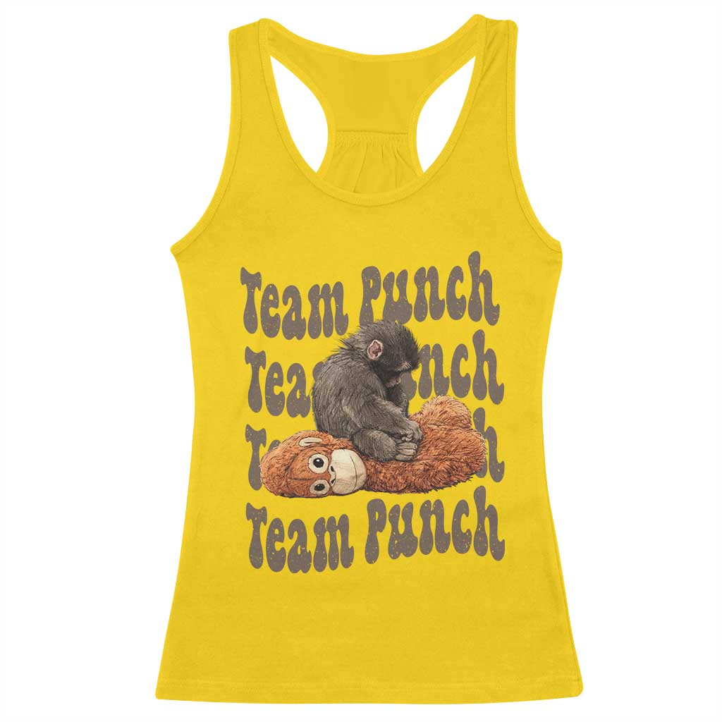 Team Punch Monkey Racerback Tank Top Baby Monkey And Plush Toy Viral TS14 Daisy Print Your Wear