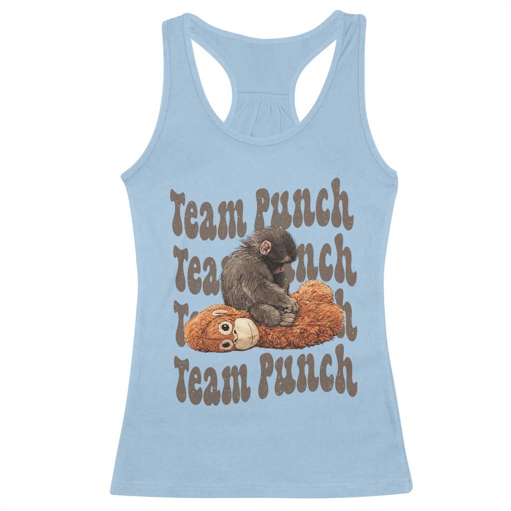 Team Punch Monkey Racerback Tank Top Baby Monkey And Plush Toy Viral TS14 Light Blue Print Your Wear
