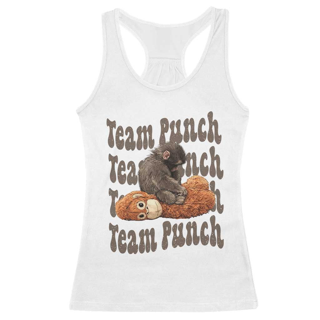Team Punch Monkey Racerback Tank Top Baby Monkey And Plush Toy Viral TS14 White Print Your Wear