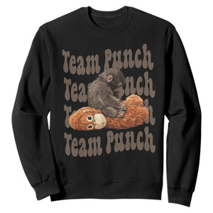 Team Punch Monkey Sweatshirt Baby Monkey And Plush Toy Viral TS14 Black Print Your Wear