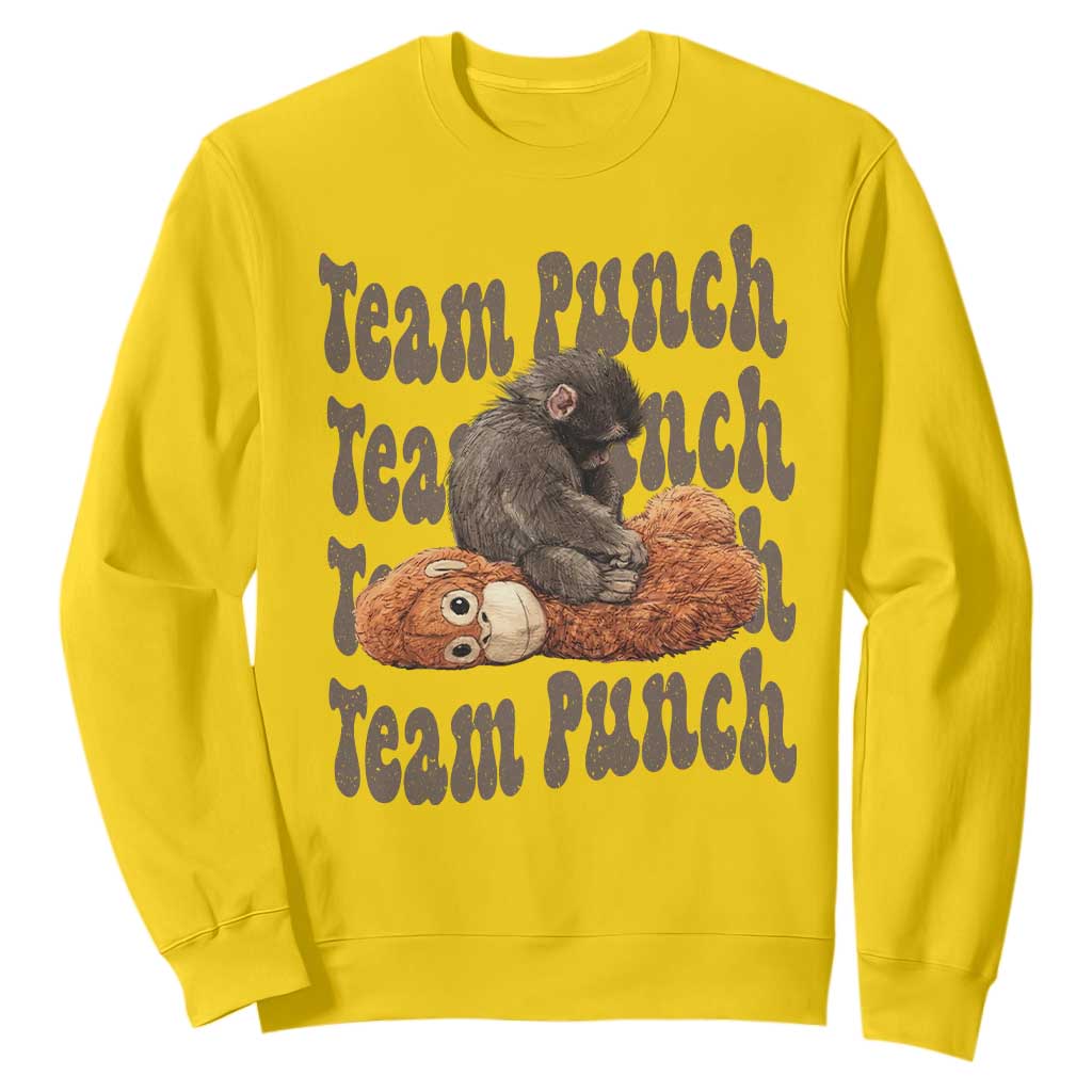 Team Punch Monkey Sweatshirt Baby Monkey And Plush Toy Viral TS14 Daisy Print Your Wear