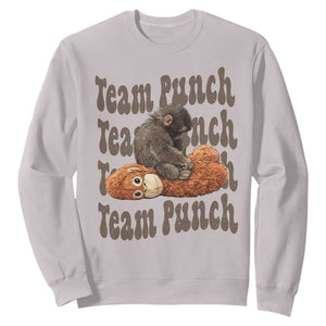 Team Punch Monkey Sweatshirt Baby Monkey And Plush Toy Viral TS14 Ice Gray Print Your Wear