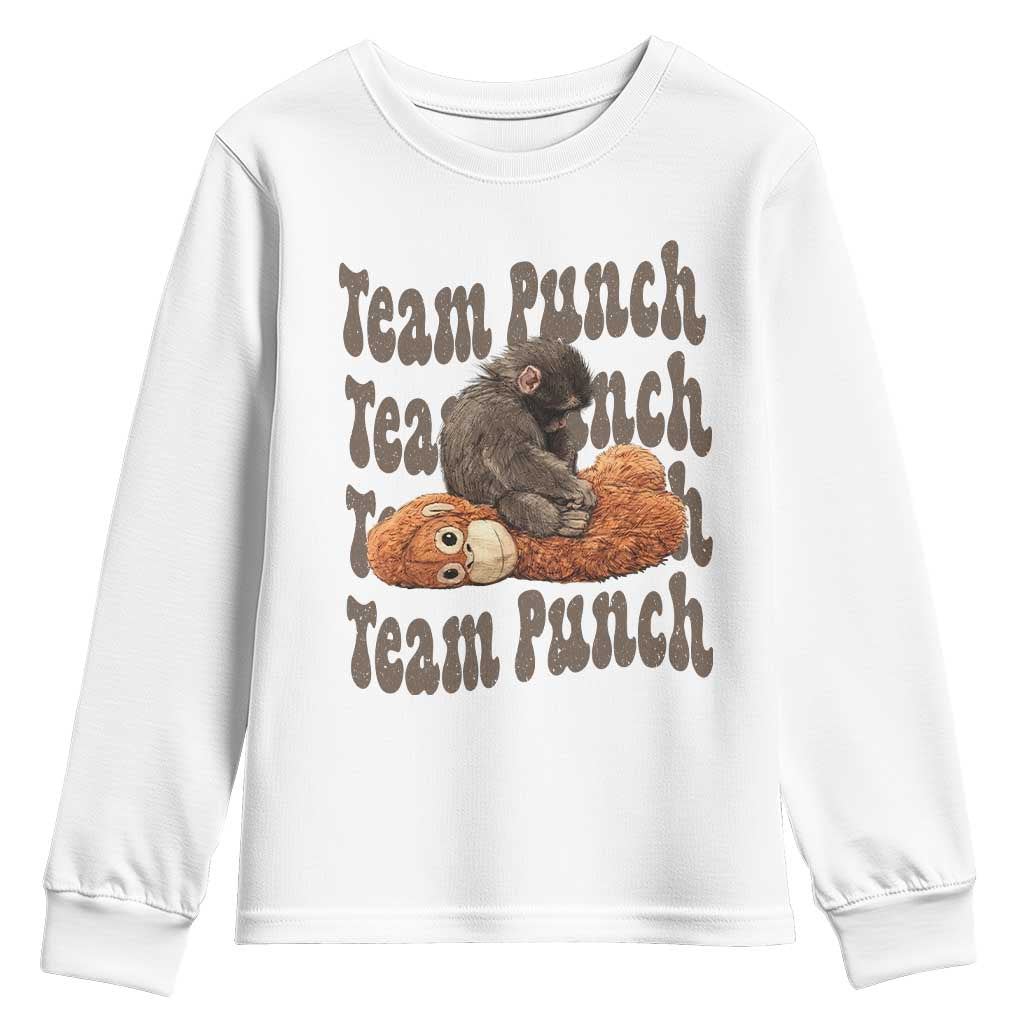 Team Punch Monkey Youth Sweatshirt Baby Monkey And Plush Toy Viral TS14 White Print Your Wear