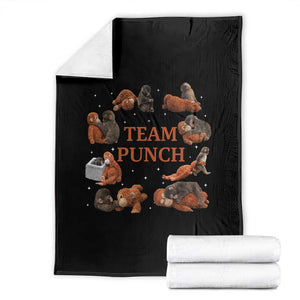 Team Punch Monkey Throw Blanket Viral Baby Monkey Meme TS14 Black Print Your Wear