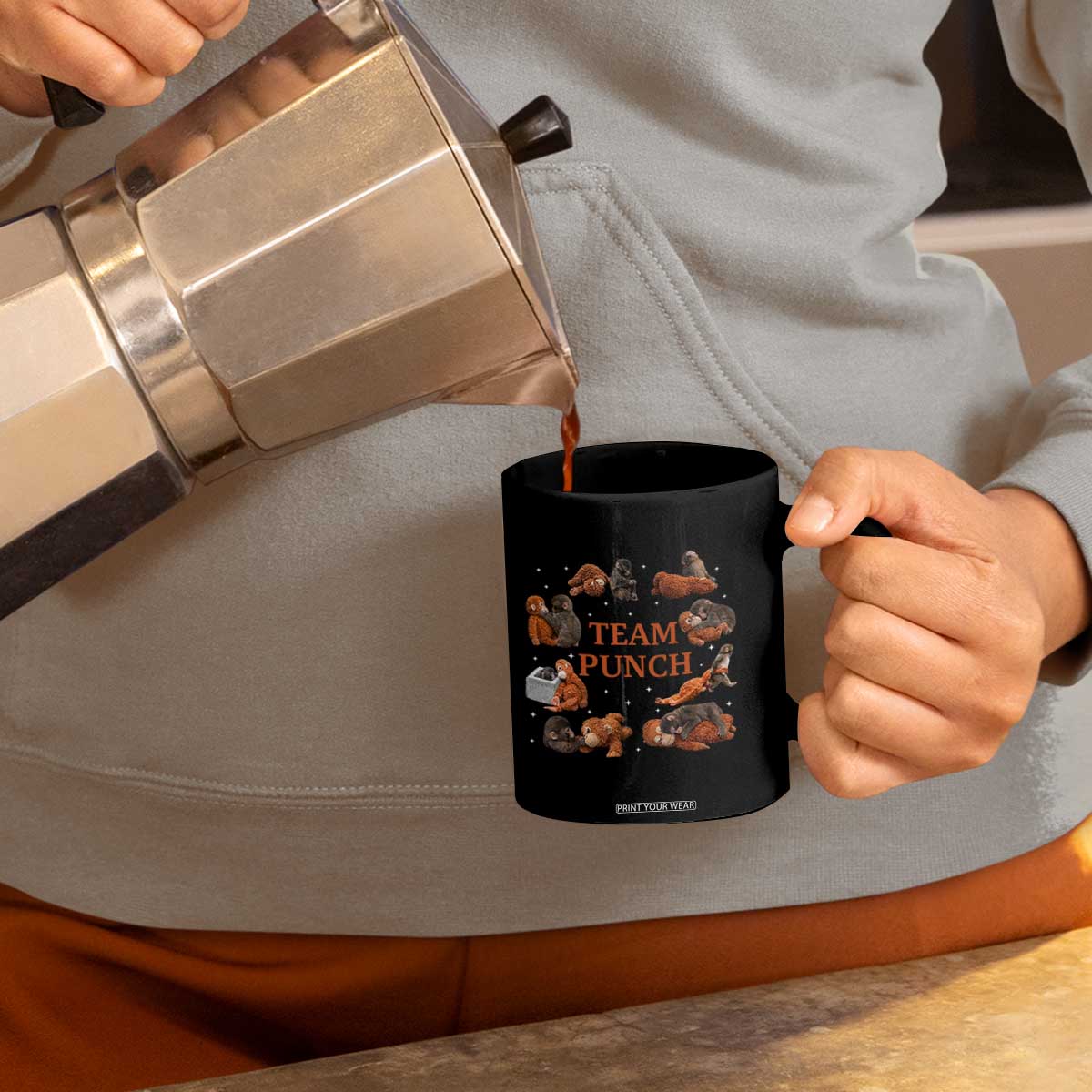 Team Punch Monkey Coffee Mug Viral Baby Monkey Meme TS14 Print Your Wear