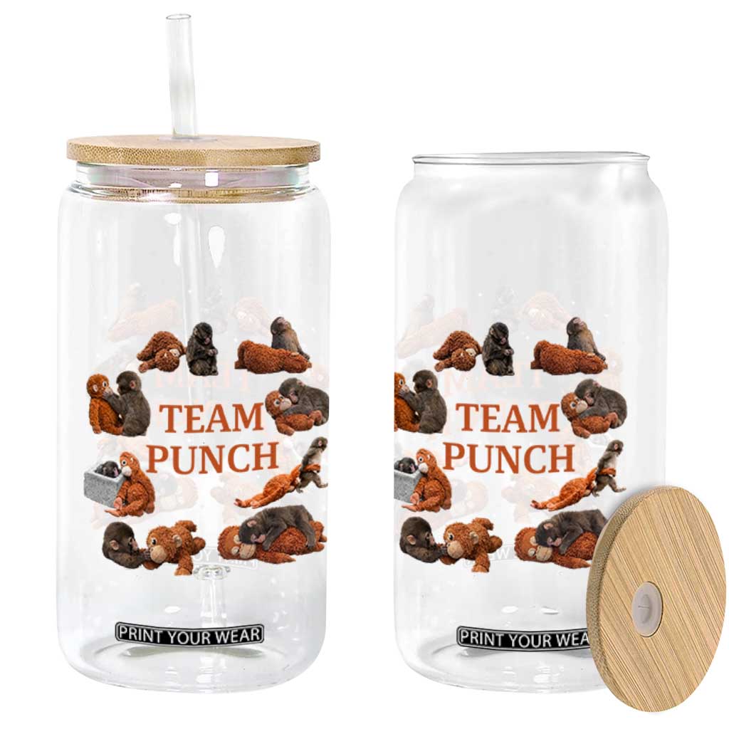 Team Punch Monkey Glass Can Viral Baby Monkey Meme TS14 Print Your Wear