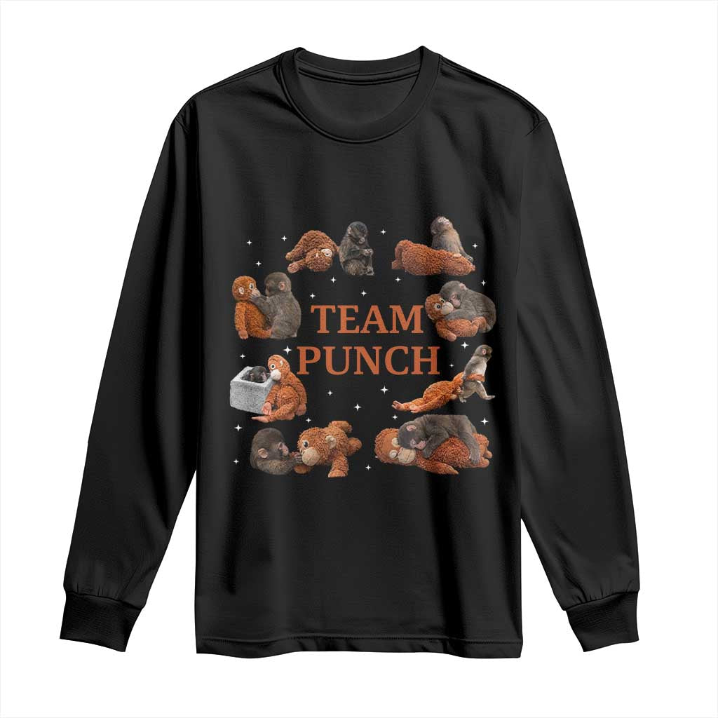 Team Punch Monkey Long Sleeve Shirt Viral Baby Monkey Meme TS14 Black Print Your Wear