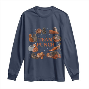 Team Punch Monkey Long Sleeve Shirt Viral Baby Monkey Meme TS14 Navy Print Your Wear