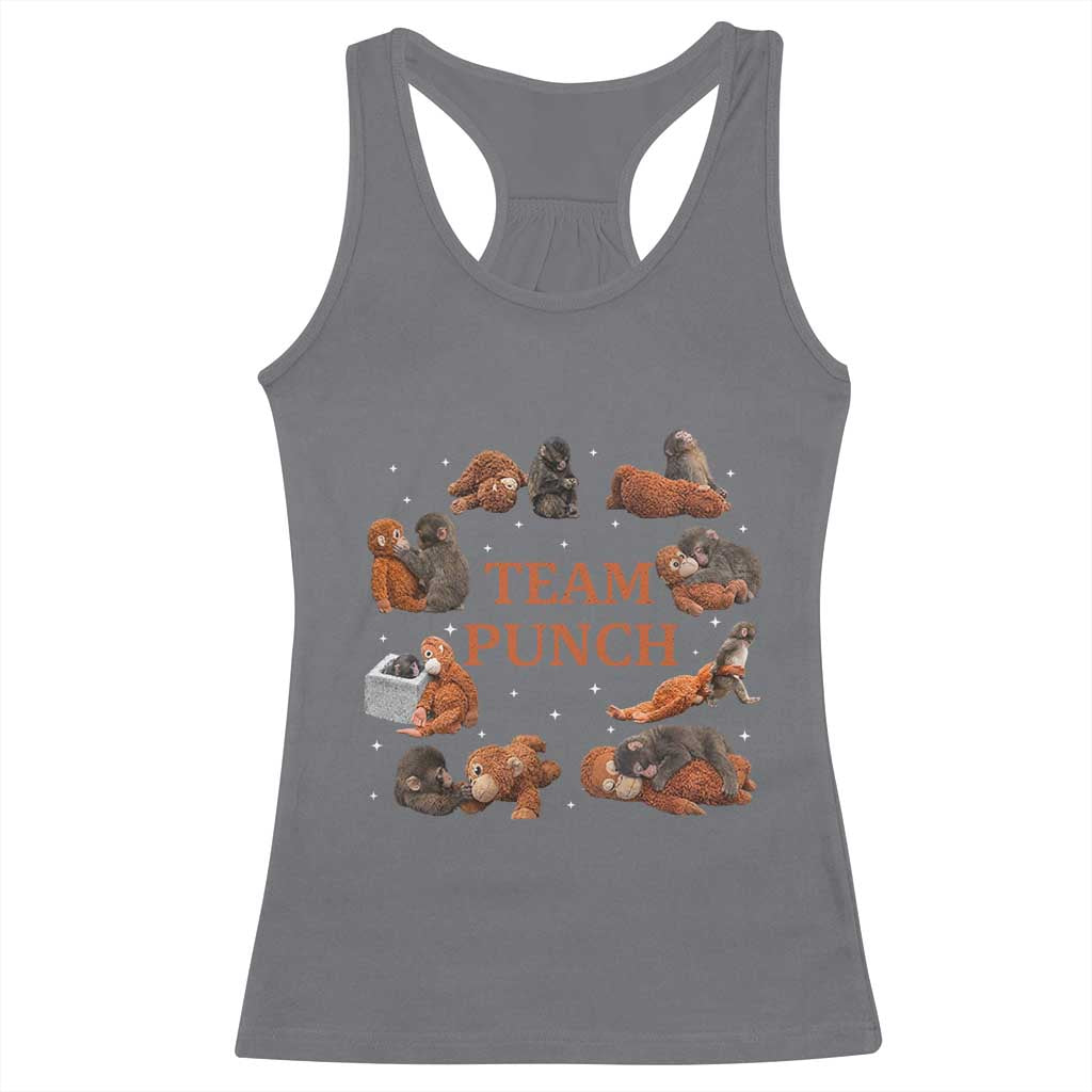 Team Punch Monkey Racerback Tank Top Viral Baby Monkey Meme TS14 Charcoal Print Your Wear