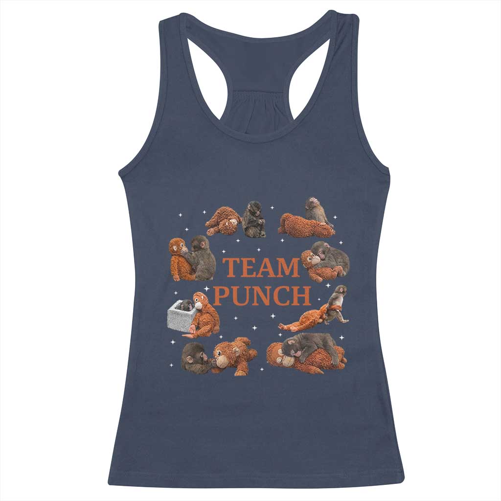 Team Punch Monkey Racerback Tank Top Viral Baby Monkey Meme TS14 Navy Print Your Wear